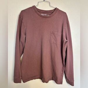 Madewell Men's Burgundy Long Sleeve Tee